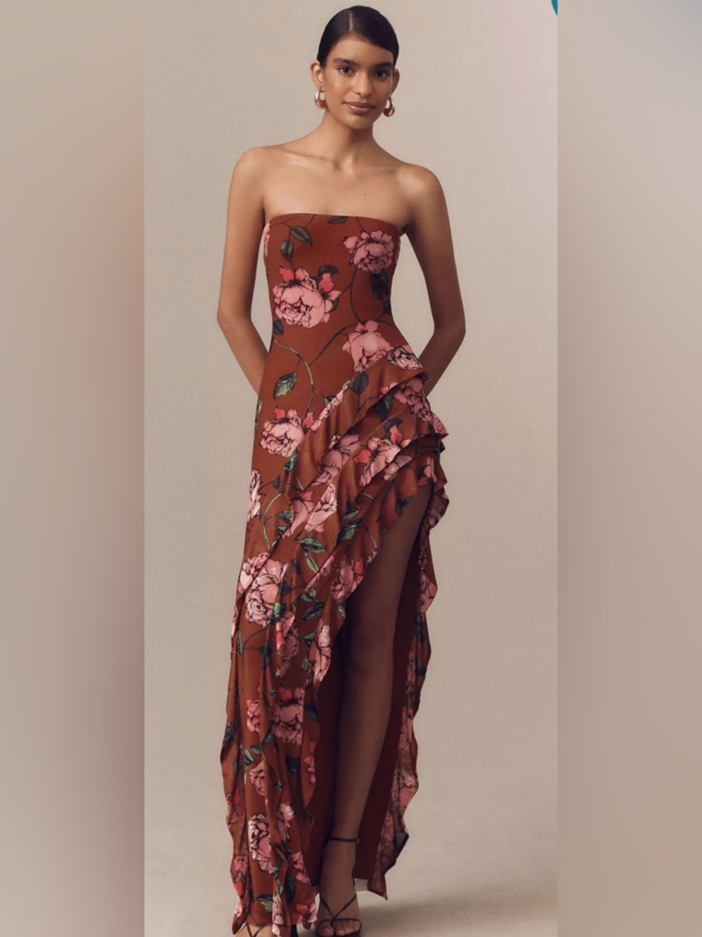 AFRM Siobhan Strapless Stretch Mesh Maxi Dress